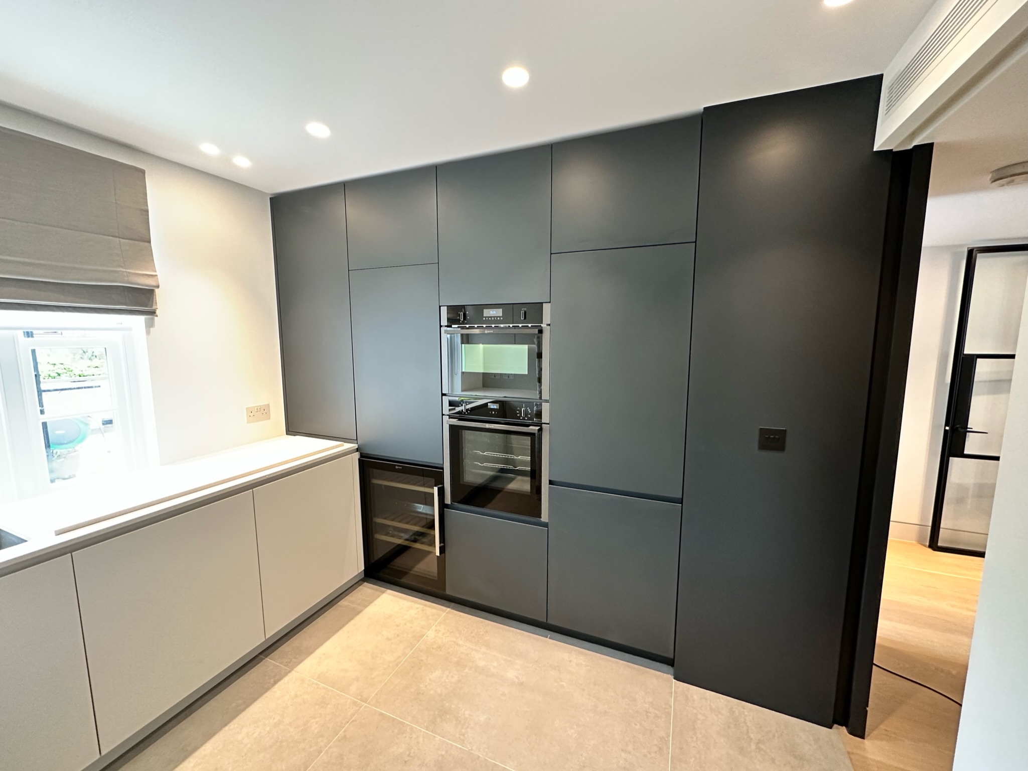 modern black and white bespoke kitchen